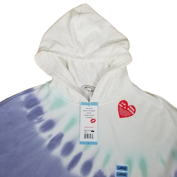 NWT - Wild Fox Tie Dye Hoodie and Jogger Set Purple Women's Size Large - Picture 4 of 16